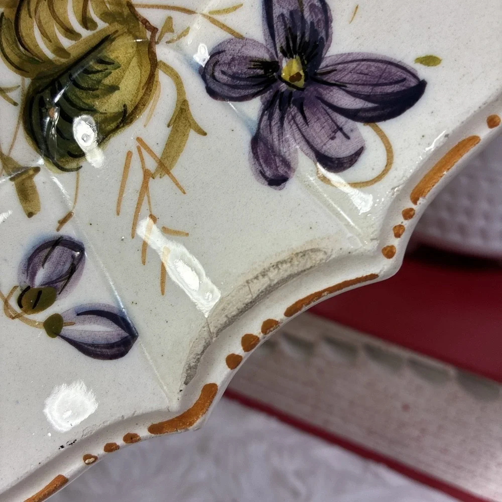 Italian Majolica pottery Plate Handpainted 13 Inch Numbered Made In Italy